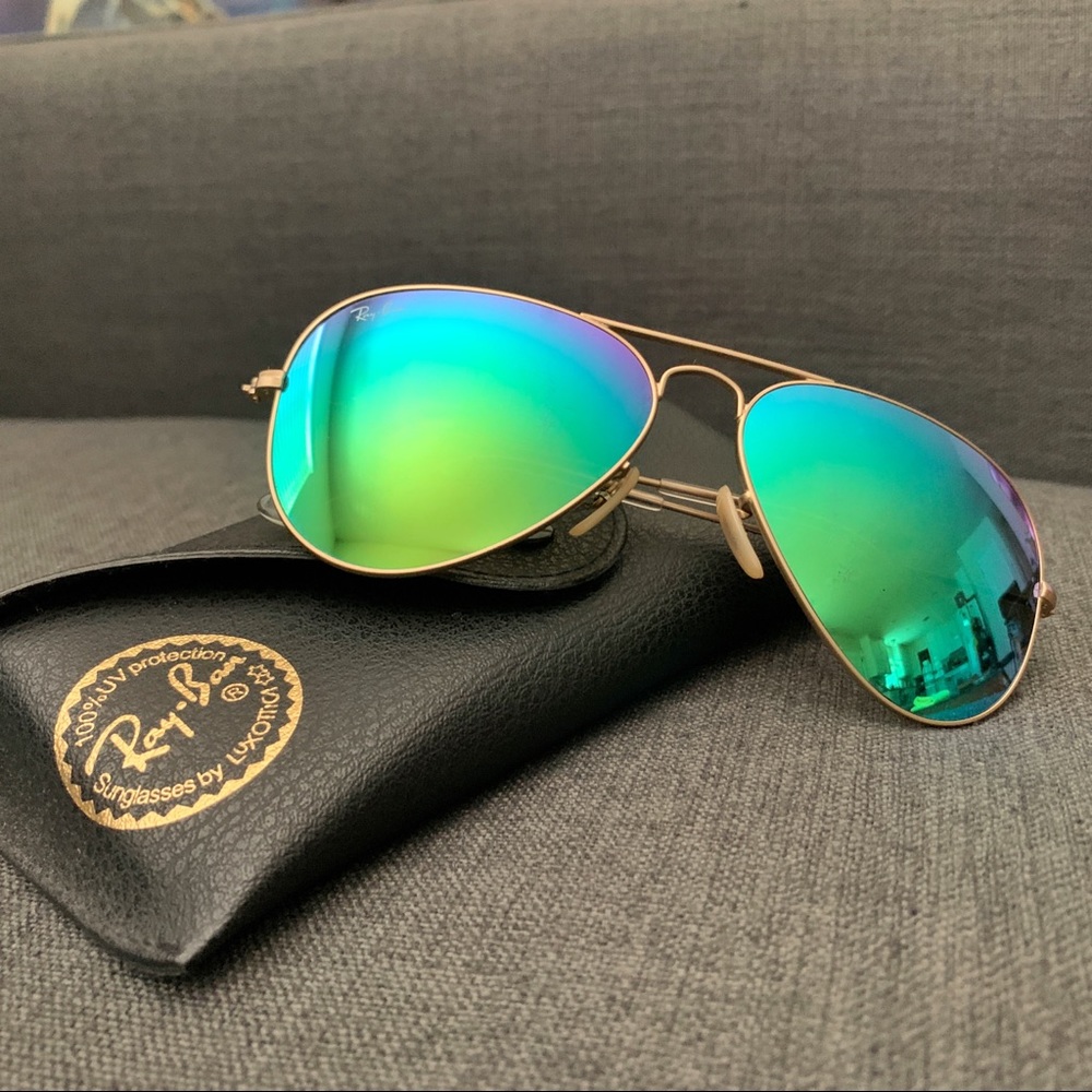 Ray-Ban Green Mirror Aviator Sunglasses